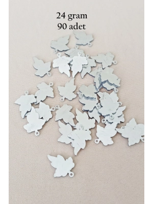 Oya Abiye Bileklik Kolye Pleksi Metalik Plastik Pul Gümüş Renk 24 gram 90 adet - BNC592
