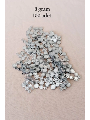 Oya Abiye Bileklik Kolye Pleksi Metalik Plastik Pul Gümüş Renk 8 gram 100 adet - BNC500