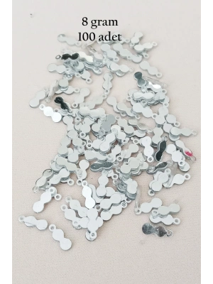 Oya Abiye Bileklik Kolye Pleksi Metalik Plastik Pul Gümüş Renk 8 gram 100 adet - BNC508