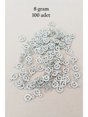 Oya Abiye Bileklik Kolye Pleksi Metalik Plastik Pul Gümüş Renk 8 gram 100 adet - BNC516