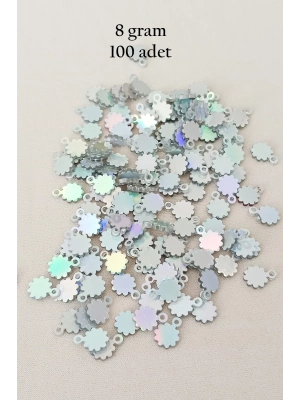 Oya Abiye Bileklik Kolye Pleksi Metalik Plastik Pul Gümüş Renk 8 gram 100 adet - BNC518