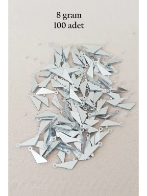 Oya Abiye Bileklik Kolye Pleksi Metalik Plastik Pul Gümüş Renk 8 gram 100 adet - BNC533