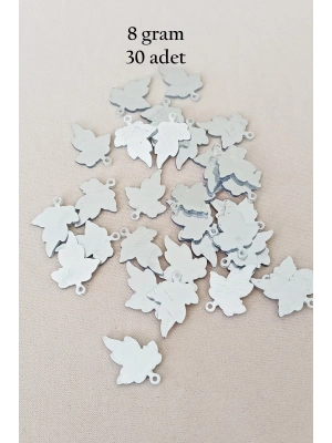 Oya Abiye Bileklik Kolye Pleksi Metalik Plastik Pul Gümüş Renk 8 gram 30 adet - BNC532