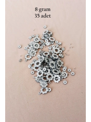 Oya Abiye Bileklik Kolye Pleksi Metalik Plastik Pul Gümüş Renk 8 gram 35 adet - BNC501
