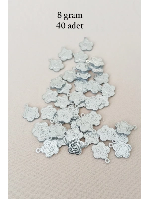 Oya Abiye Bileklik Kolye Pleksi Metalik Plastik Pul Gümüş Renk 8 gram 40 adet - BNC524