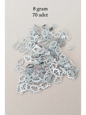 Oya Abiye Bileklik Kolye Pleksi Metalik Plastik Pul Gümüş Renk 8 gram 70 adet - BNC513