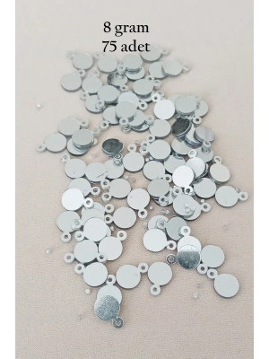 Oya Abiye Bileklik Kolye Pleksi Metalik Plastik Pul Gümüş Renk 8 gram 75 adet - BNC520
