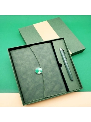 Özel Kutulu Deri Defter Ve Roller Kalem Seti