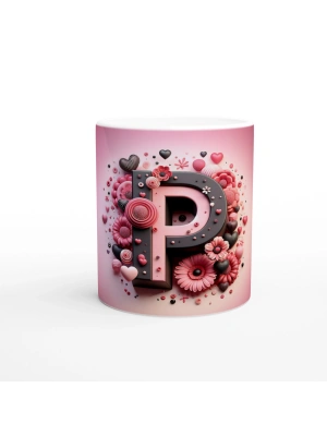 P Harfi Detaylı Desenli Kupa Bardak