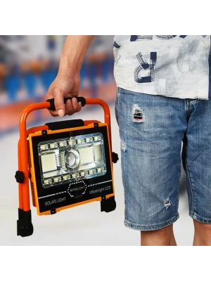 P70 Led Solar Panel Şarjlı Taşınabilir Projektör 176 Smd + Yan Led Wt-734