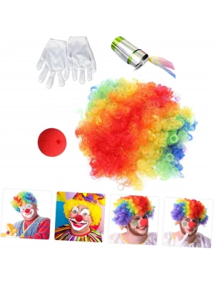Palyaço Saç Palyaço Burun Palyaço Eldiven Palyaço Sihirli Baston 4 Lü Seti