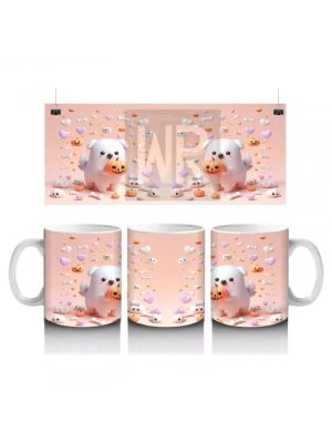 Pamuk Şekerli Sevimli Cadı Figürlü Çocuklara Özel Cadılar Bayramı Baskılı Kupa