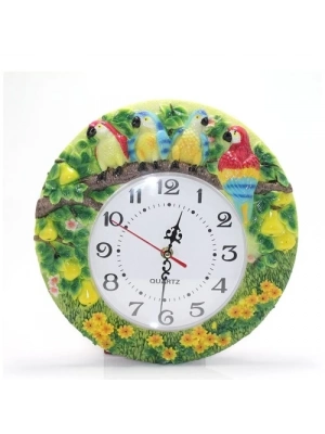 Papağanlı Polyester Duvar Saati