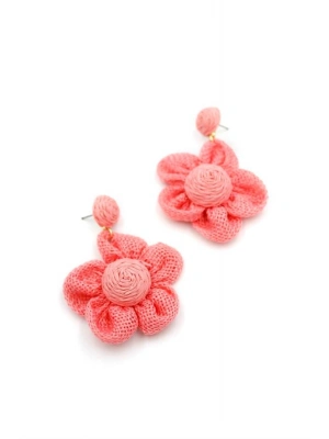 Papatya Hasır Küpe - Pembe