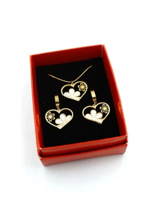 Papatya Kalp Set Kolye - Altın