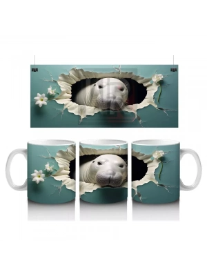 Papatya Yanında Çatlak Duvar Arasında Deniz İneği - Baskılı kahve kupası