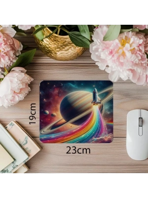 Parlak Gezegen Arka Planlı Mousepad - 19x23 cm 2 mm Dikdörtgen İthal Baskılı Mouse Pad