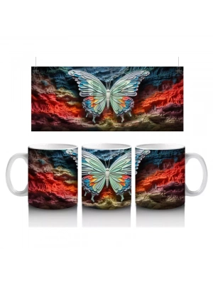 Parlak Işıltılı Kanatlarıyla Büyük Kelebek – Baskılı Kahve Kupası