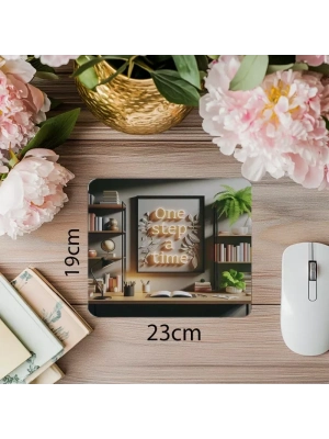 Parlak Renkli İlham Veren Mouse Pad – Adım Adım İlerle - 19x23 cm 2 mm Dikdörtgen İthal Baskılı Mouse Pad