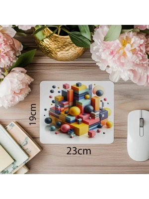 Parlak Yüzeyli Geometrik Şekillerle Mouse Pad - 19x23 cm 2 mm Dikdörtgen İthal Baskılı Mouse Pad