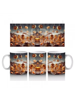 Parlayan Balkabakları Desenli Gotik Cadılar Bayramı Baskılı Kupa