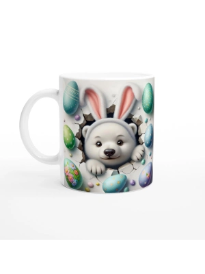 Paskalya Yumurtaları Arasında Tavşan Kulaklı Ayı Temalı Baskılı Kupa Bardak