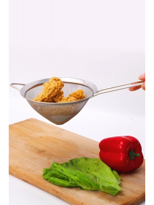 Paslanmaz Çelik Saplı Konik Süzgeç 14 cm