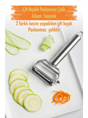 Paslanmaz Çelik Sebze Meyve Julyen Soyucu & Doğrayıcı 17 Cm