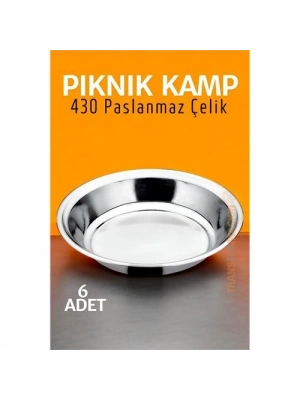 Paslanmaz Çelik Tabak Seti Kamp Piknik Tabağı 6 ADET 721502