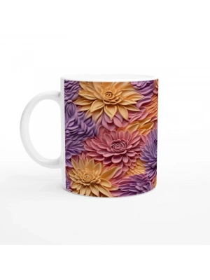 Pastel Bahar Dokulu Çiçek Desenli Kupa Bardak