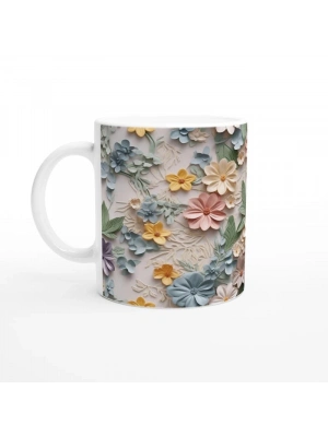 Pastel Bahar Esintisi Çiçekli Kupa Bardak