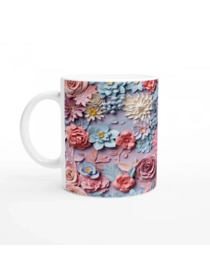 Pastel Düş Bahçesi Çiçek Desenli Kupa Bardak