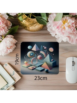 Pastel Geometrik Şekillerle Denge Mouse Pad - 19x23 cm 2 mm Dikdörtgen İthal Baskılı Mouse Pad