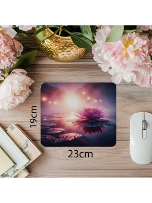 Pastel Işıklı Lotus Çiçeği Mousepad - 19x23 cm 2 mm Dikdörtgen İthal Baskılı Mouse Pad