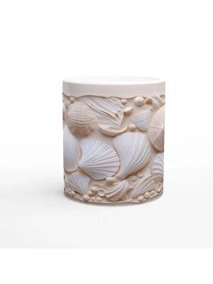 Pastel Kabuk Desenli Sade ve Şık Su Altı Temalı Kupa Bardak