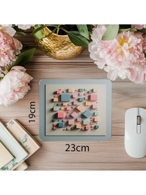 Pastel Renkli Farklı Boyutlarda Kare Mousepad - 19x23 cm 2 mm Dikdörtgen İthal Baskılı Mouse Pad