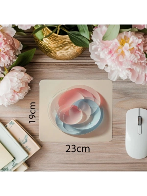 Pastel Renkli Geometrik Mousepad – Daire Temalı - 19x23 cm 2 mm Dikdörtgen İthal Baskılı Mouse Pad