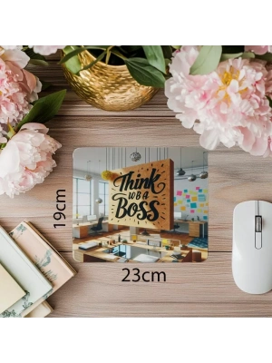 Patron Gibi Düşün Temalı Motivasyon Mousepad - 19x23 cm 2 mm Dikdörtgen İthal Baskılı Mouse Pad