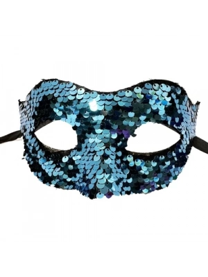 Payetli Venedik Balo Parti Maskesi Mavi