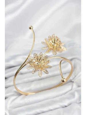 Pazu Bileklik Gold Renk Pirinç Lotus Model