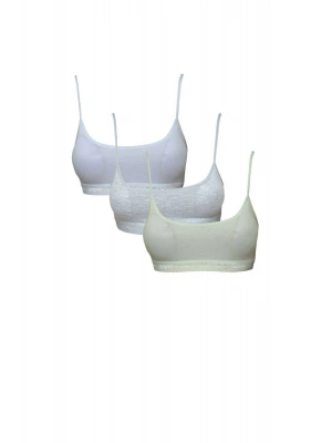 Pedli İp Askılı Beyaz Gri ve Krem Büstiyer 3 adet