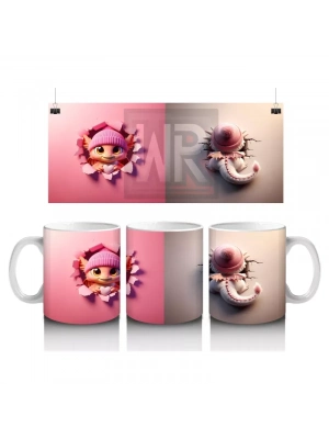 Pembe Bere ve Atkı Takmış Sevimli Yüz – Baskılı Kahve Kupası