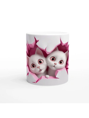 Pembe Çatlağın Ardından Bakan Sevimli Yavru Kediler Temalı Baskılı Kupa Bardak