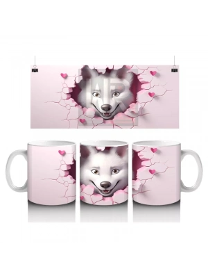 Pembe Çatlak Duvar Arasında Tilki Yavrusu – Baskılı Kahve Kupası