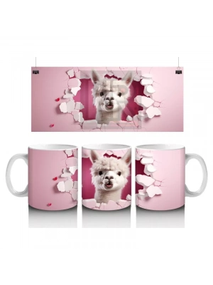 Pembe Çatlakta Bakan Beyaz Chihuahua – Baskılı Kahve Kupası