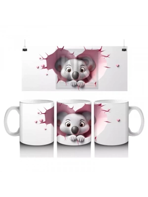 Pembe Duvarı Delen Sevimli Koala – Baskılı Kahve Kupası