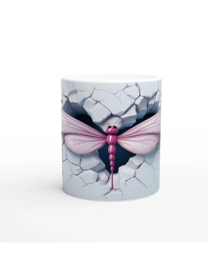 Pembe Ejderha Sineği Kırık Duvar Temalı Baskılı Kupa Bardak