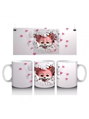 Pembe Fona Dönük Sevimli Ayıcık – Baskılı Kahve Kupası