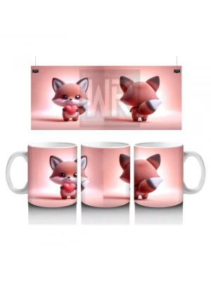 Pembe Fondaki Tilki Figürleri – Baskılı Kahve Kupası