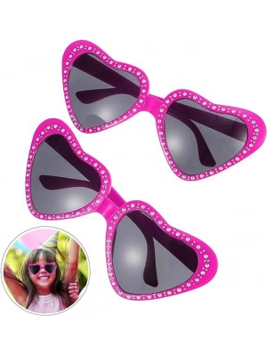 Pembe Kalp Taşlı Parti Gözlüğü
